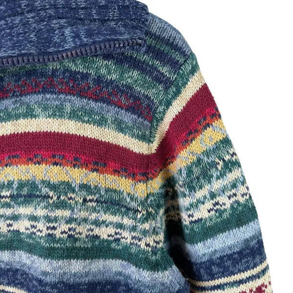Vintage Tiara Int'l Striped Fair Isle Southwest Colors Zip Cardigan Sweater XL - Image 4