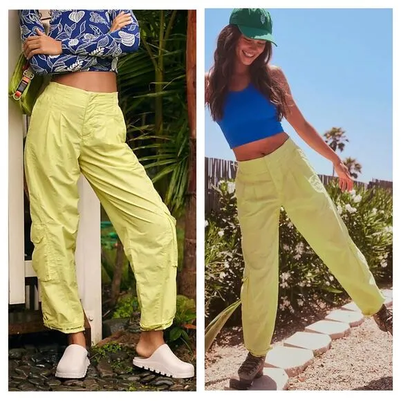 Free People Mesmerize Me Cargo Pants Size XS Yellow Comfort High Rise Gorpcore - Image 2