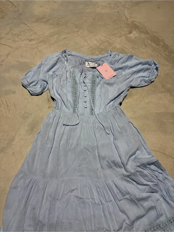 Hello Molly Light Blue Maxi Sun boho Dress medium/6 - Image 4