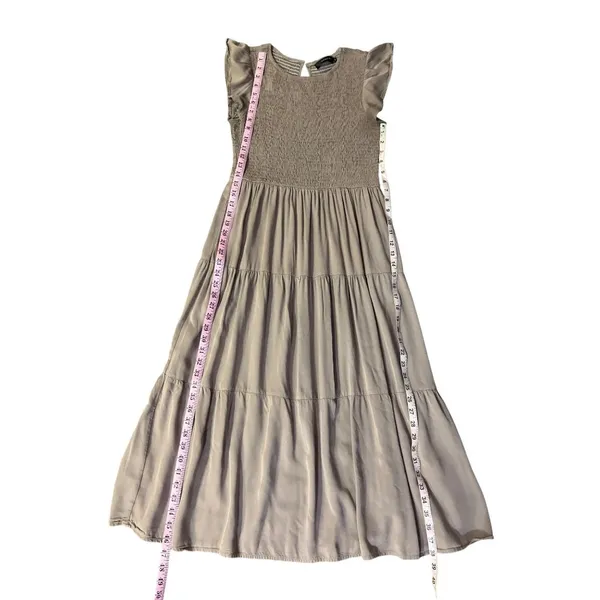 Zesica Smocked Midi Dress Womens M Used Brown Cottagecore - Image 10