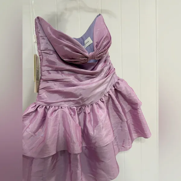 A-line Strapless Cutout Ruffle Taffeta Homecoming Dress with Pleats - Image 6