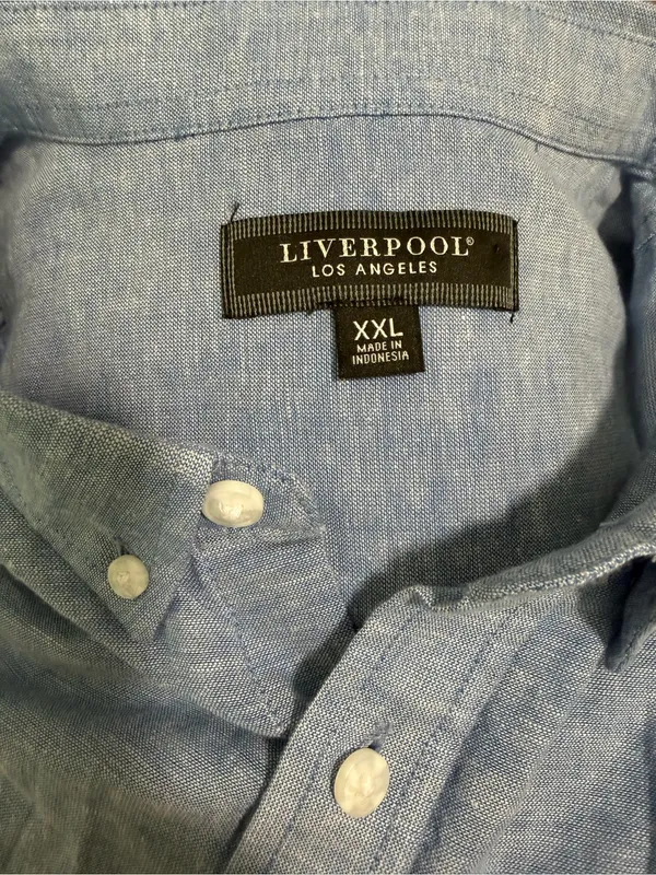 Liverpool Los Angeles Women XXL Blue Chambray Linen Blend Roll Tab Shirt NWT - Image 6