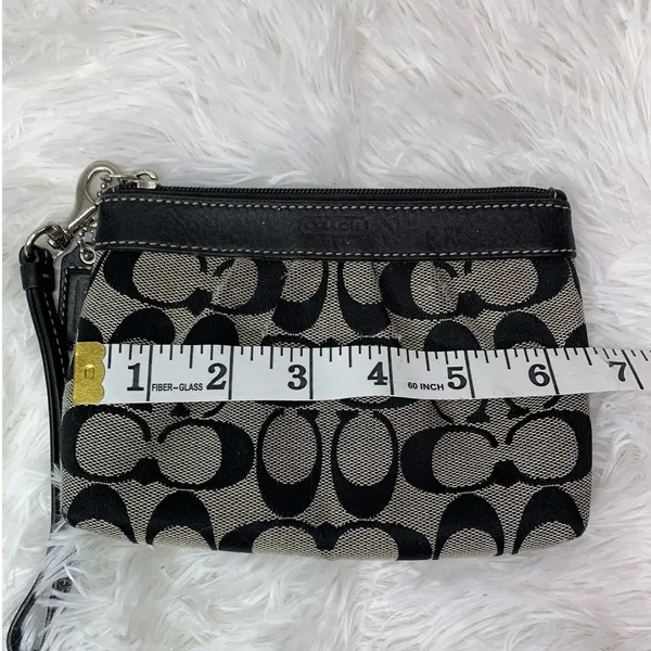 COACH Black Gray Signature Canvas Wristlet - Image 6