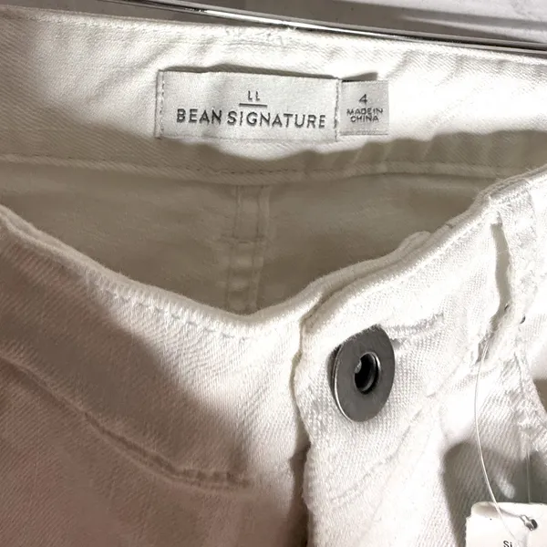 L.L. bean signature mid rise flare jeans in white denim - Image 4