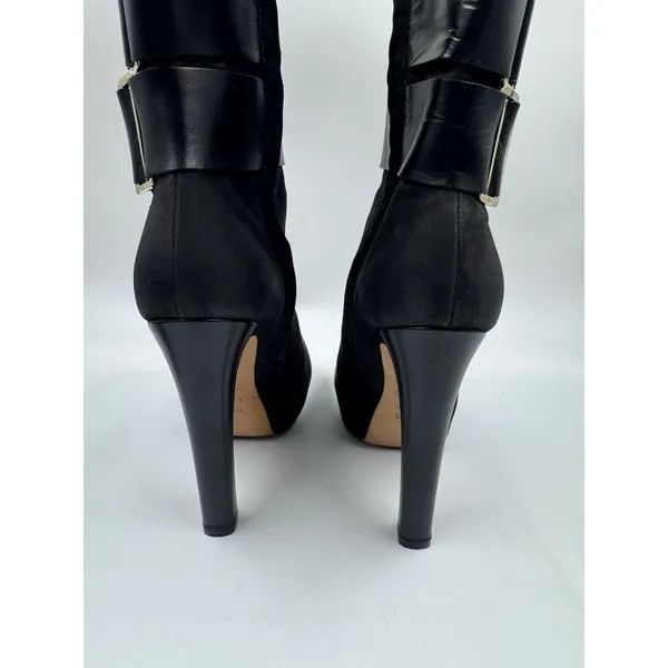 Herve Leger Runway High Heel Boots Suede/Leather Black 35.5 EU 5 US - Image 12