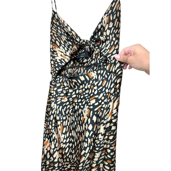 Vici Tie Front‎ Cutout Midi Dress Modern Geometric Cheetah Print Size Small - Image 4