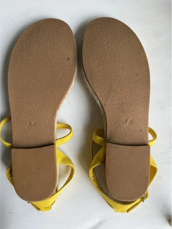 Jack Rogers Yellow Leather  Sandals Size 8.5 - Image 6