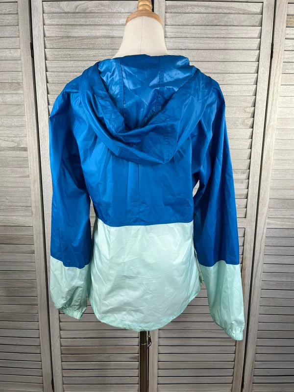 Windbreaker Lightweight Full Zip Blue Green Yellow-Medium - Image 3