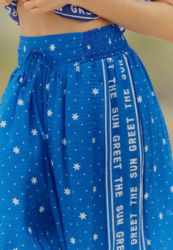 Anthropologie Celandine Sheer Smocked Star-Print Balloon Pants, Size S - Image 4