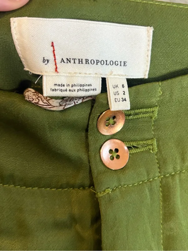 Anthropologie Womens Moss Green Diandra Pleated Side Stripe Jogger Pants Size 2 - Image 6