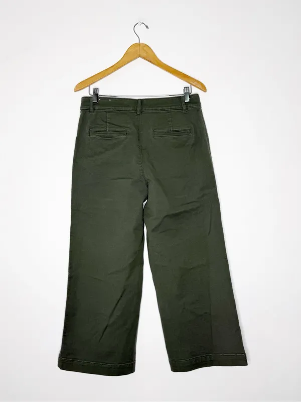 LOFT The Palmer Wide Leg Pants Women’s Size 6 Green Cropped Utility - Image 2