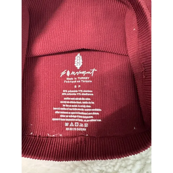 FP Movement Free People Ribbed Crop Tank Burgundy Red Racerback Activewear - Image 3