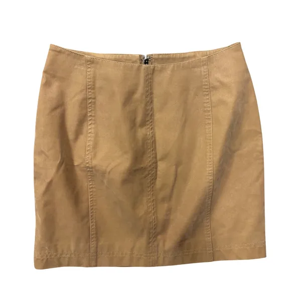 Free People Skirt Size 4 Modern Femme Vegan Leather Mini Camel Tan High Waisted - Image 2