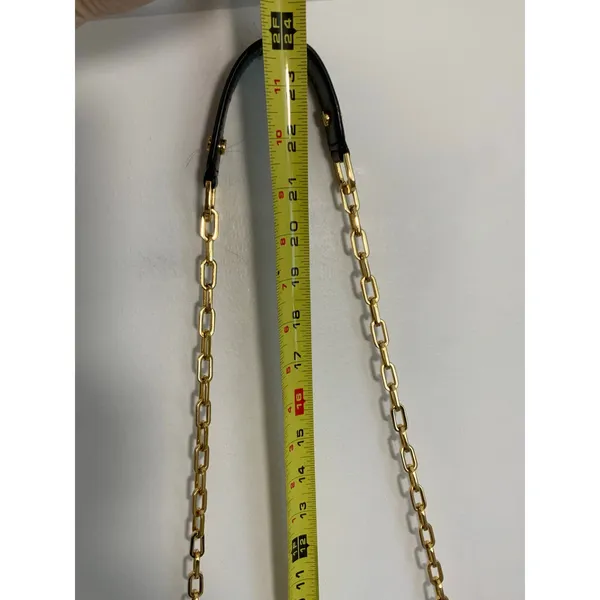 Tory Burch Reva Black Leather Detachable Gold Chain‎ Crossbody Clutch - Image 5