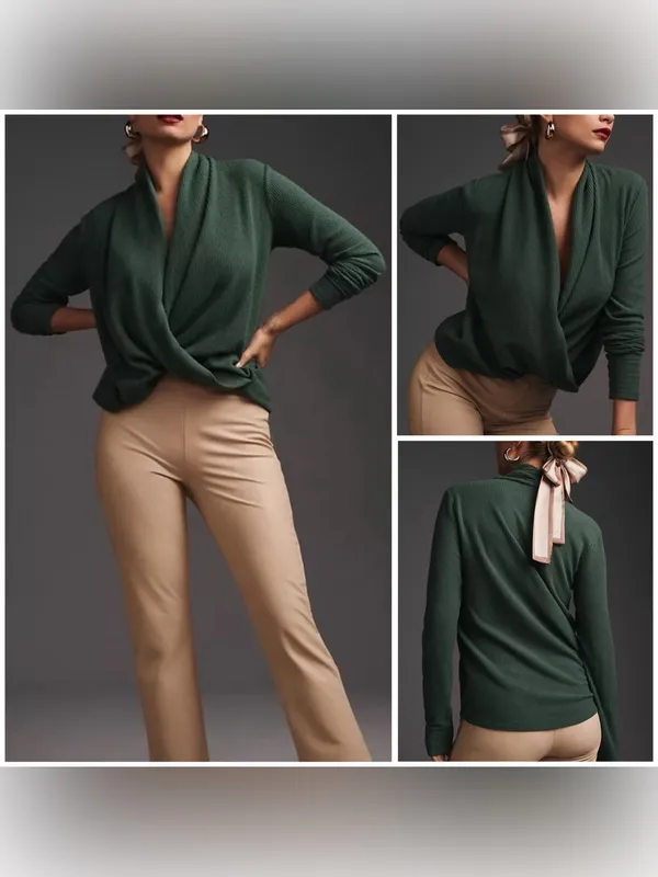 NWOT Daily Practice by Anthropologie Cross-Front Top - green - XS - Image 2