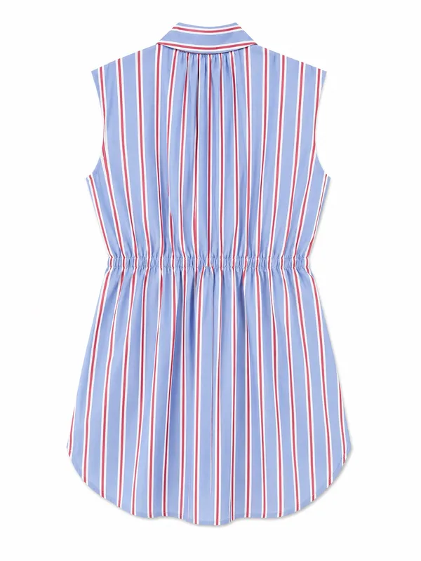 J.Crew Sleeveless Shirtdress Womens 8 Blue Red Striped NWT CW436 Drawstring - Image 6