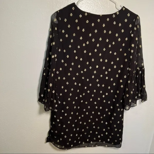 Lilly Pulitzer Women's Size 00 Caroline Silk Tunic Dress Black Gold Metallic - Image 9
