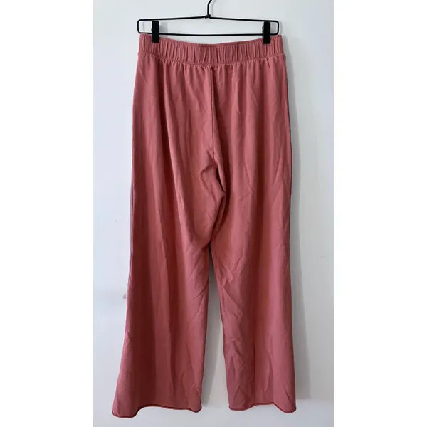 OFFLINE Aerie Mauve Pink Wide Leg Side Stripe Lounge Fleece Pants Womens Medium - Image 2