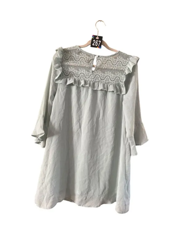 entro Light Sage Lace-Yoke Ruffle Mini Dress - Image 7