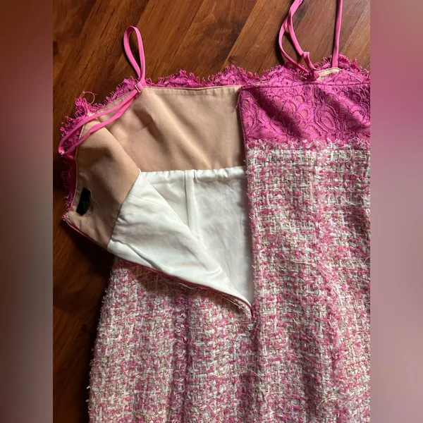 NBD Pink tweed mini dress - Image 3