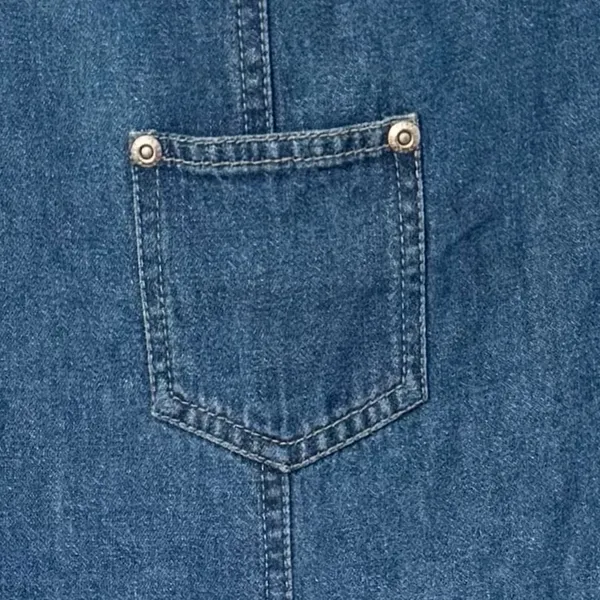 Vintage Denim Zip Front Jumper‎ Dress Sleeveless Pockets 90s Minimalist large - Image 7