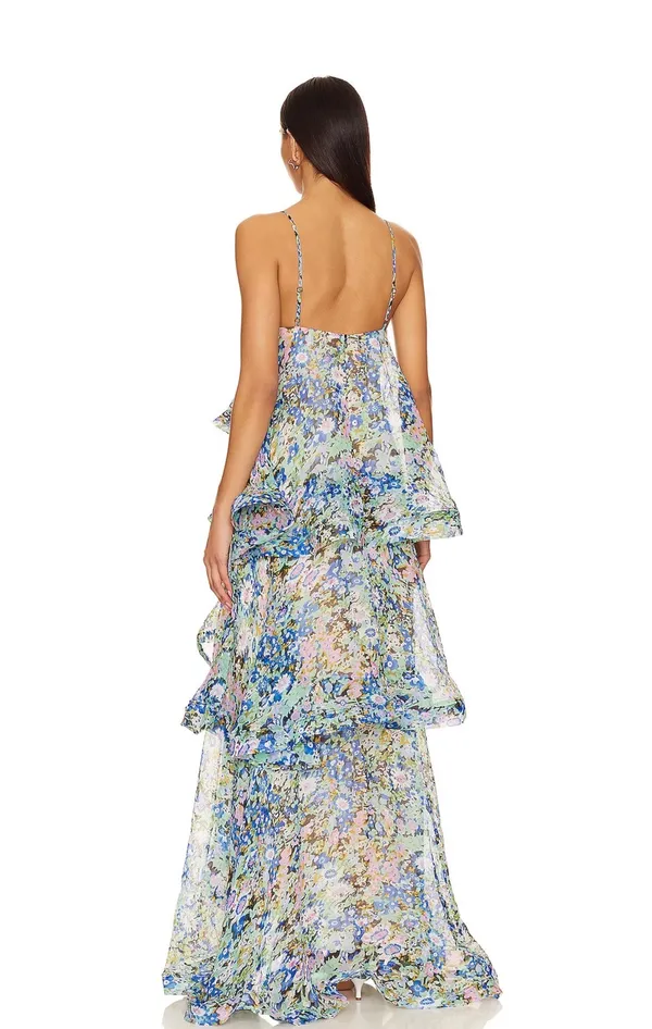 Armani maxi dress in multi - Floral Spaghetti-Strap Maxi Dress in Multi-Color - Image 3