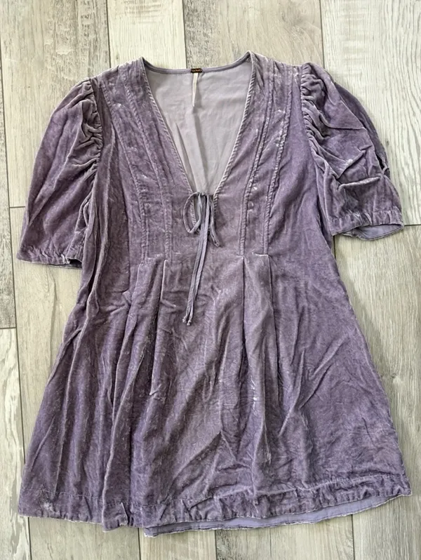 Free people Adele Velvet Tunic Blouse violet/purple size small - Image 7