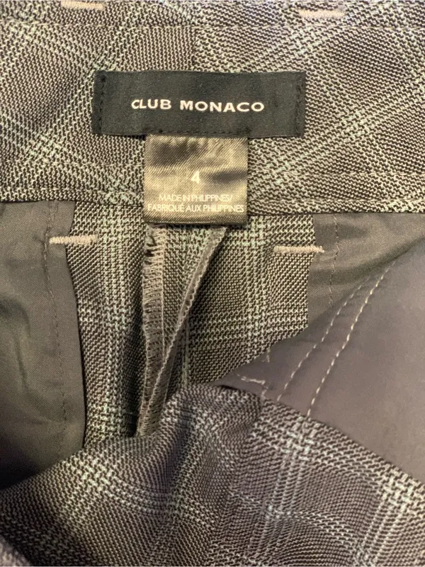Club Monaco High-Waist Gray Plaid Wide-Leg Pants Size-4 Corporate Chic - Image 2