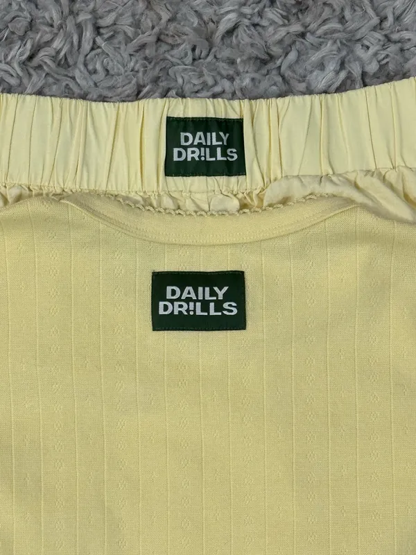 Daily Drills Set Pointelle Baby Tee Poplin Pants XS/S Lemonade New - Image 2