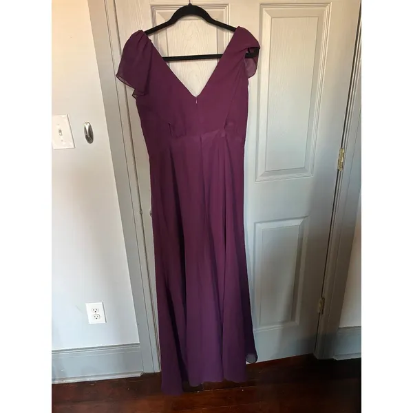 Burgundy Jenny Yoo "Cecilia" Ruffled Chiffon Long Dress - Image 3