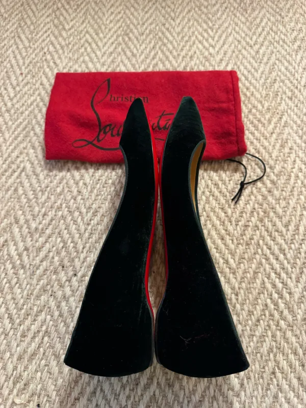 Christian Louboutin Green Velvet Pointed Toe Flats | Size 37 - Image 5