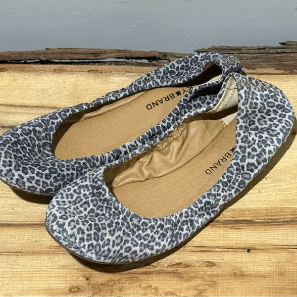*NEW* Lucky Brand Emmie Ballet‎ Flat leopard print boho leather Size 7.5 B100 - Image 3