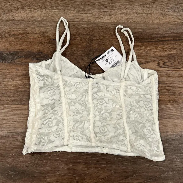 Bershka White Lace Corset - Image 4