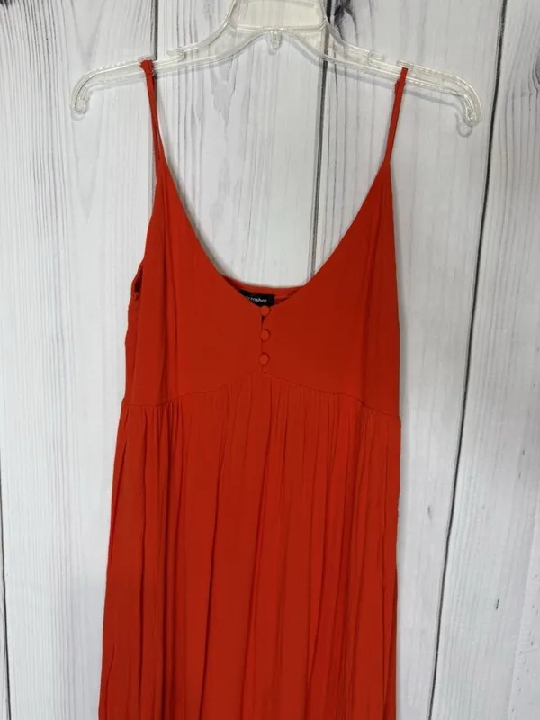Mittoshop Sleeveless Pleated Maxi Sundress Sz L Spaghetti Straps Orange - Image 6