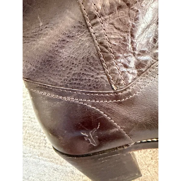 Frye Jane Stitch Boots Womens Sz 7 Brown Leather Riding Knee High Block Heel - Image 9