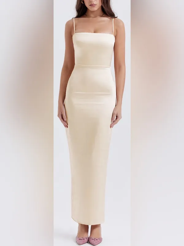 NWOT HOUSE OF CB Costanza vintage cream satin Maxi Dress sz S - Image 2