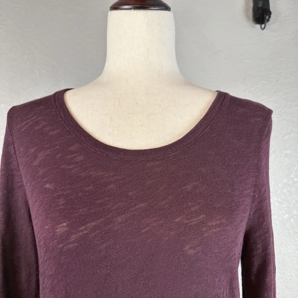 ATM Anthony Thomas Melillo Long Sleeve Tunic Dress Size M Maroon Peruvian Cotton - Image 2