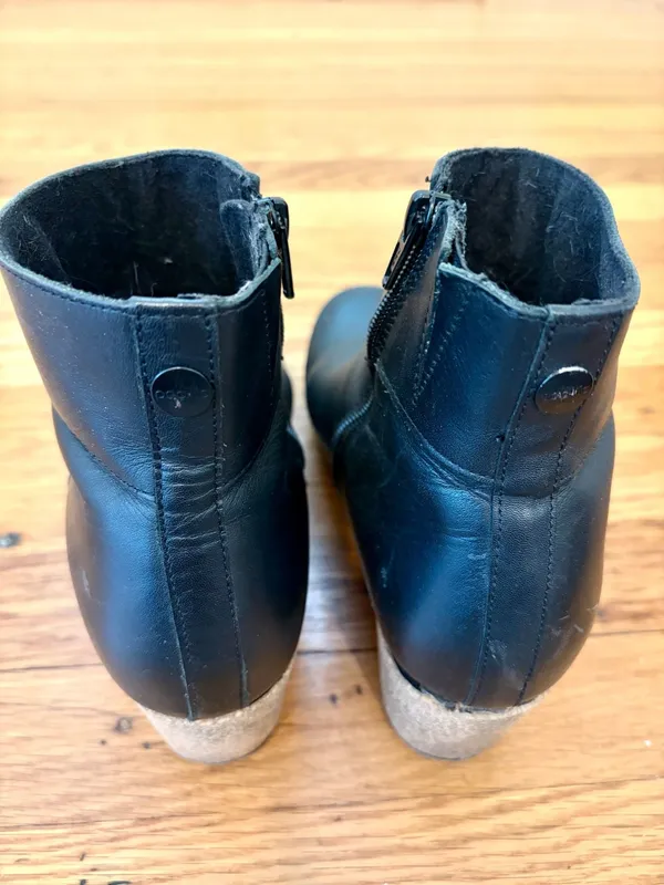 Papillio by Birkenstock Ebba Black Natural Leather Wedge Ankle Boots Booties 7 - Image 5