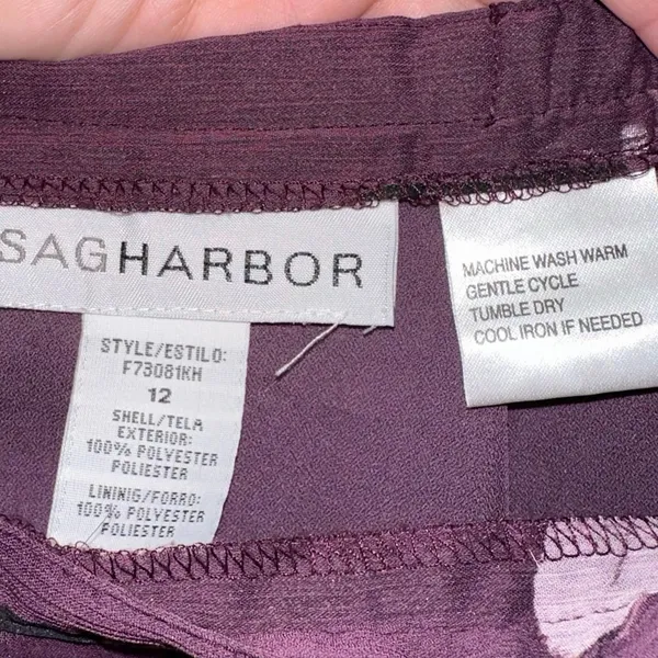 Sag Harbor Floral Pull On Skirt‎ Womens 12 Purple Midi Flowy Career - Image 3