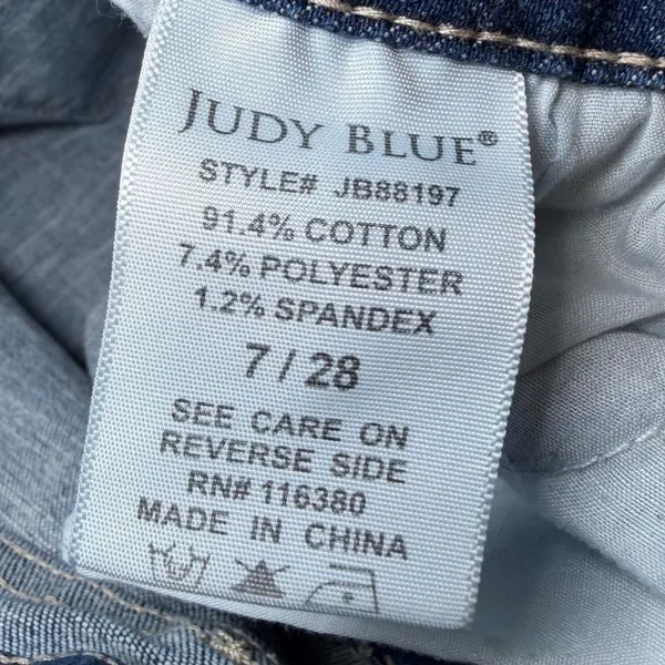 Judy Blue Womens Size 7/28 Skinny Distressed Jeans Bleach Splatter Ripped Denim - Image 7