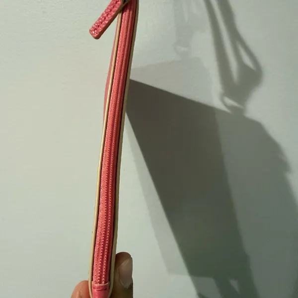 POLO RALPH LAUREN PINK LEATHER‎ ZIP CLOSURE WRISTLET POUCH BAG 8x5” I - Image 3