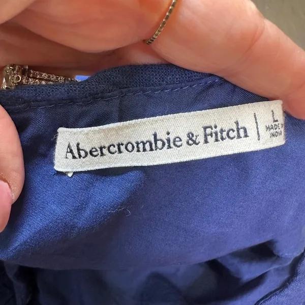 Abercrombie‎ and fitch one shoulder linen blend mini dress blue ruching large - Image 3