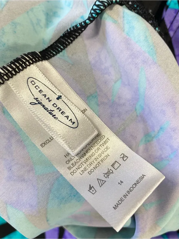 OCEAN DREAMS Tropical Tankini Top Blue Size 14 - Image 6