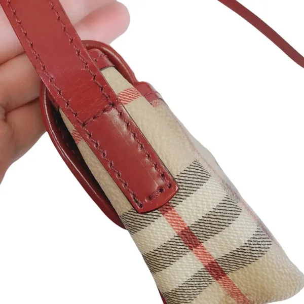 BURBERRY‎ RED, CANVAS LEATHER SHOULDER BAG - Image 6