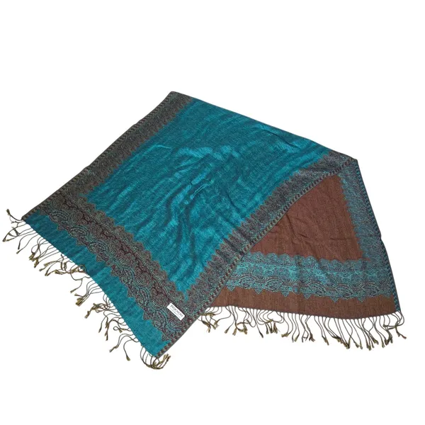 Pashmina Silk Blend Decorative Traditional Paisley Fringe Woven Reversible Scarf - Image 5