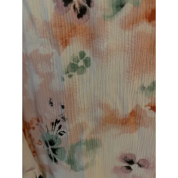American Rag Floral V-Neck Blouse Bell Sleeve Boho Top Peach Green Large - Image 4