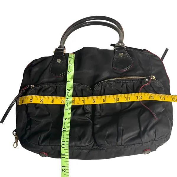MZ WALLACE Black Shoulder Bag Jane Bedford Nylon Multi Pockets Red Lining - Image 7