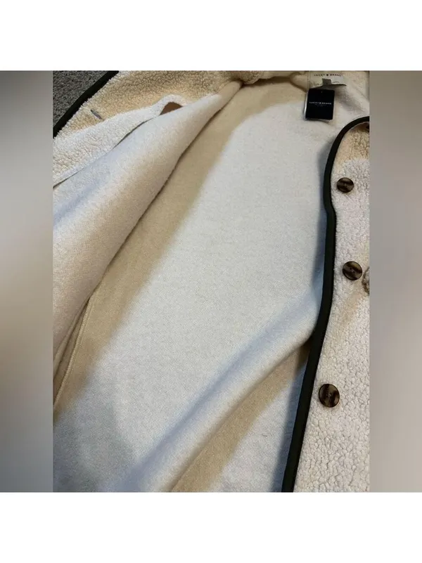Lucky Brand White Sherpa Button Up Jacket Small - Image 5