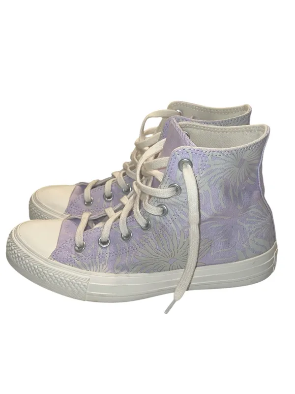 Converse Lavender Palm/floral print High Top Sneakers - Image 3