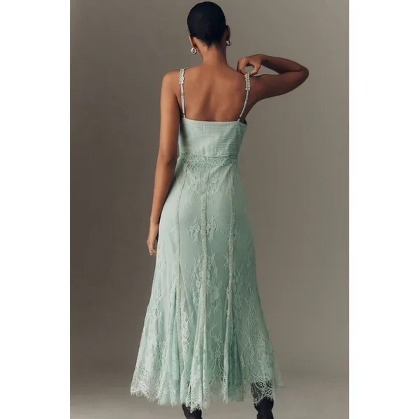 Anthropologie Bl-nk Rosnella Sleeveless Sweetheart Lace Midi Dress Fairy New - Image 4
